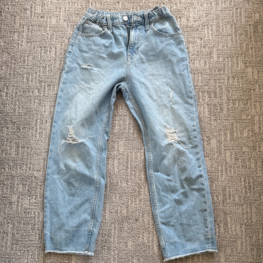 Old Navy Light Blue Distressed Kids wide leg Jeans